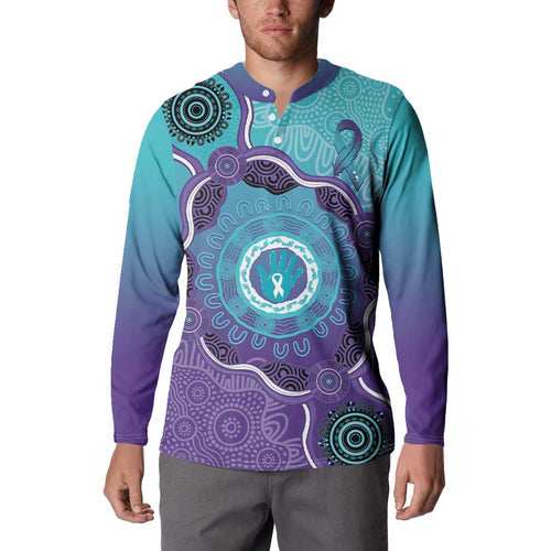 Australia Indigenous Button Sweatshirt Suicide Prevention Month Ribbon Aboriginal Art