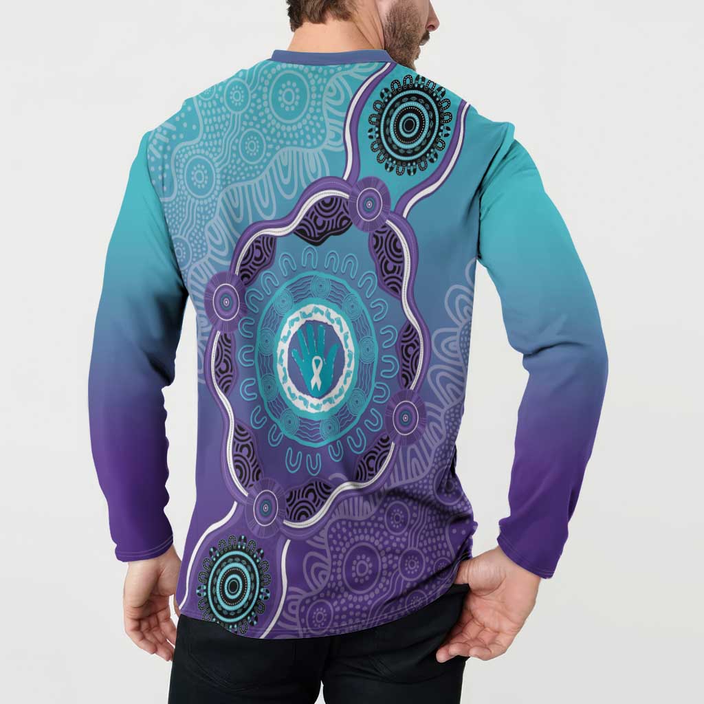 Australia Indigenous Button Sweatshirt Suicide Prevention Month Ribbon Aboriginal Art