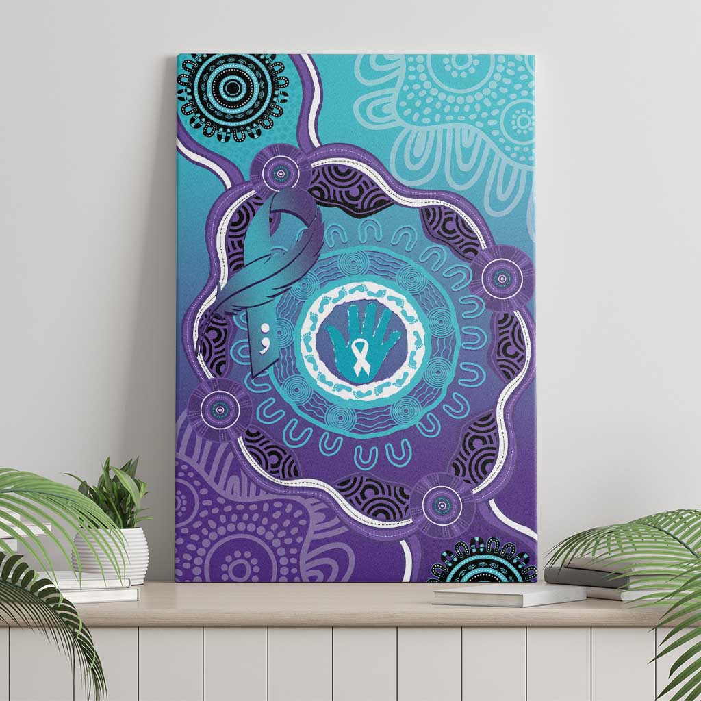 Australia Indigenous Canvas Wall Art Suicide Prevention Month Ribbon Aboriginal Art