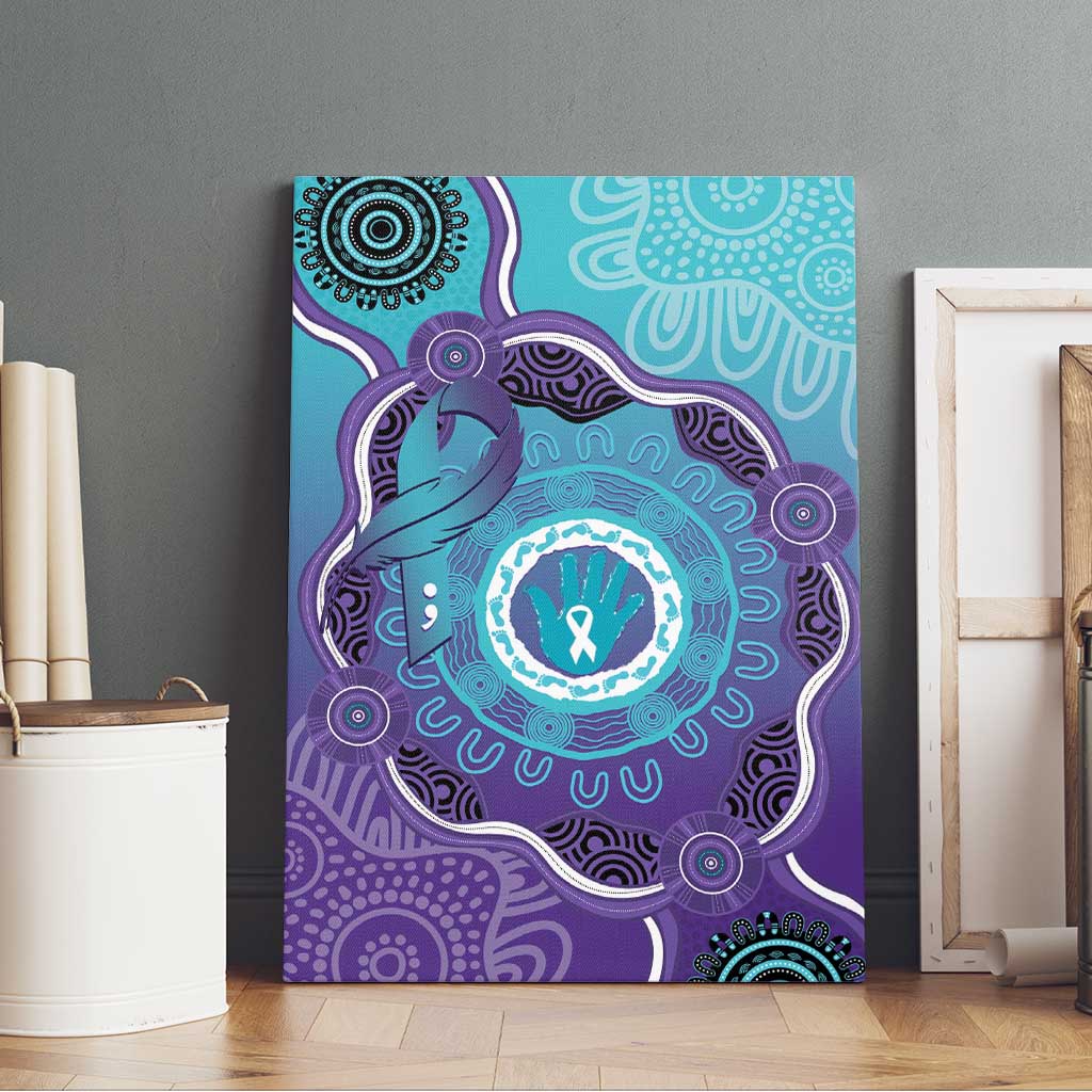 Australia Indigenous Canvas Wall Art Suicide Prevention Month Ribbon Aboriginal Art