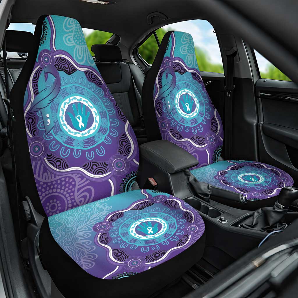 Australia Indigenous Car Seat Cover Suicide Prevention Month Ribbon Aboriginal Art