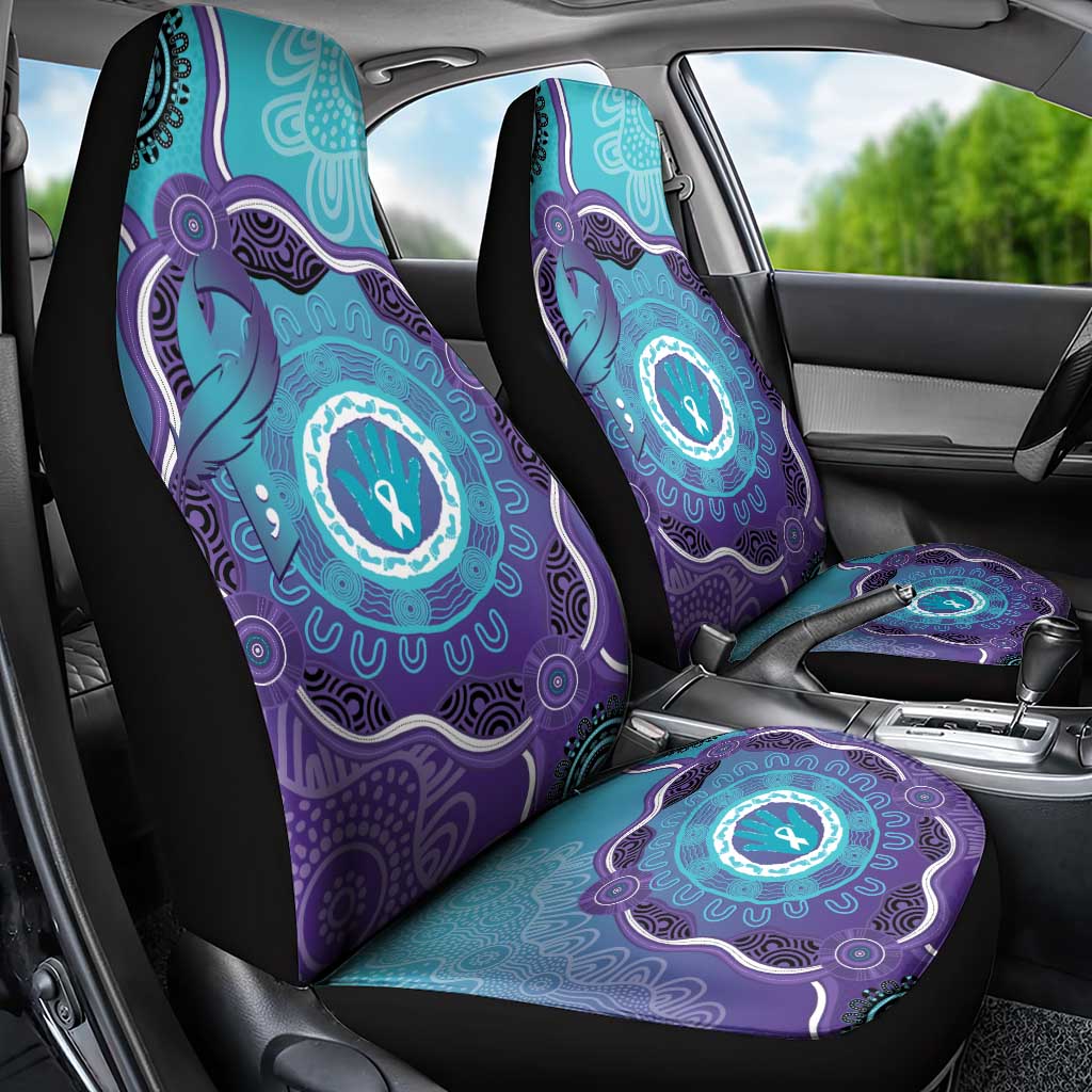 Australia Indigenous Car Seat Cover Suicide Prevention Month Ribbon Aboriginal Art