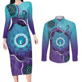 Australia Indigenous Couples Matching Long Sleeve Bodycon Dress and Long Sleeve Button Shirt Suicide Prevention Month Ribbon Aboriginal Art