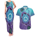 Australia Indigenous Couples Matching Tank Maxi Dress and Hawaiian Shirt Suicide Prevention Month Ribbon Aboriginal Art