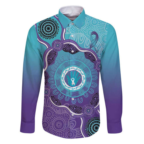 Australia Indigenous Family Matching Long Sleeve Bodycon Dress and Hawaiian Shirt Suicide Prevention Month Ribbon Aboriginal Art