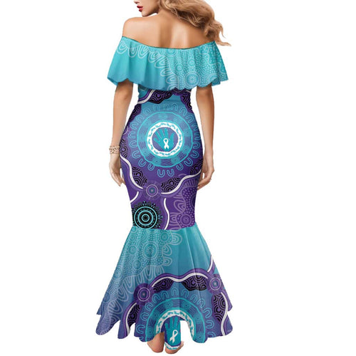 Australia Indigenous Family Matching Mermaid Dress and Hawaiian Shirt Suicide Prevention Month Ribbon Aboriginal Art