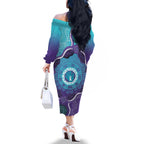 Australia Indigenous Family Matching Off The Shoulder Long Sleeve Dress and Hawaiian Shirt Suicide Prevention Month Ribbon Aboriginal Art