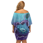 Australia Indigenous Family Matching Off Shoulder Short Dress and Hawaiian Shirt Suicide Prevention Month Ribbon Aboriginal Art