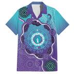 Australia Indigenous Family Matching Puletasi and Hawaiian Shirt Suicide Prevention Month Ribbon Aboriginal Art