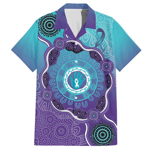 Australia Indigenous Family Matching Short Sleeve Bodycon Dress and Hawaiian Shirt Suicide Prevention Month Ribbon Aboriginal Art