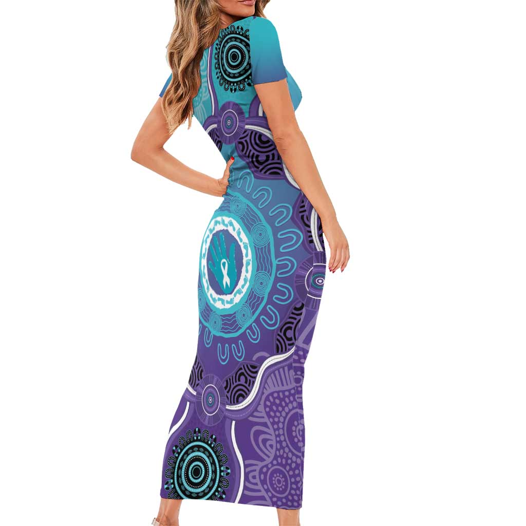 Australia Indigenous Family Matching Short Sleeve Bodycon Dress and Hawaiian Shirt Suicide Prevention Month Ribbon Aboriginal Art