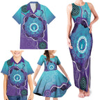 Australia Indigenous Family Matching Tank Maxi Dress and Hawaiian Shirt Suicide Prevention Month Ribbon Aboriginal Art