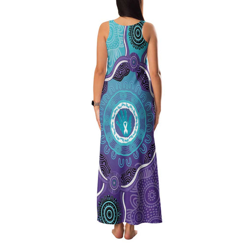 Australia Indigenous Family Matching Tank Maxi Dress and Hawaiian Shirt Suicide Prevention Month Ribbon Aboriginal Art