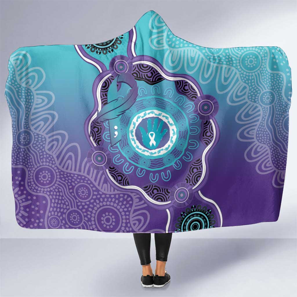 Australia Indigenous Hooded Blanket Suicide Prevention Month Ribbon Aboriginal Art
