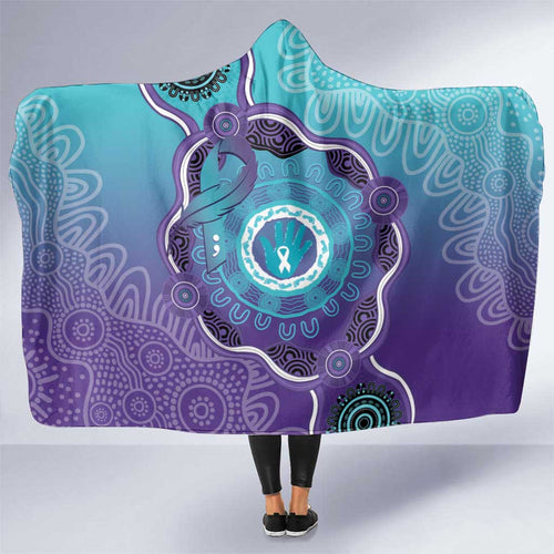 Australia Indigenous Hooded Blanket Suicide Prevention Month Ribbon Aboriginal Art