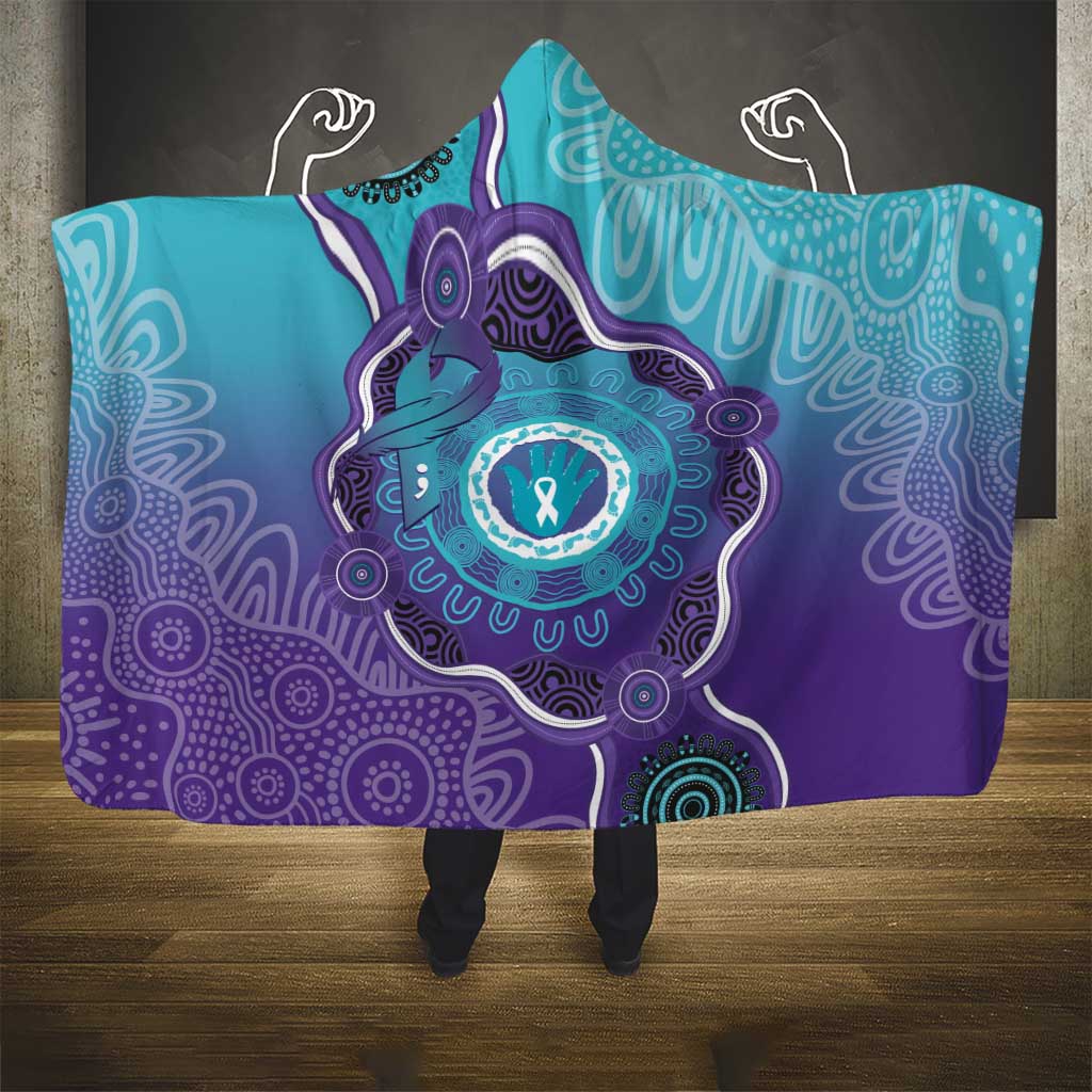 Australia Indigenous Hooded Blanket Suicide Prevention Month Ribbon Aboriginal Art