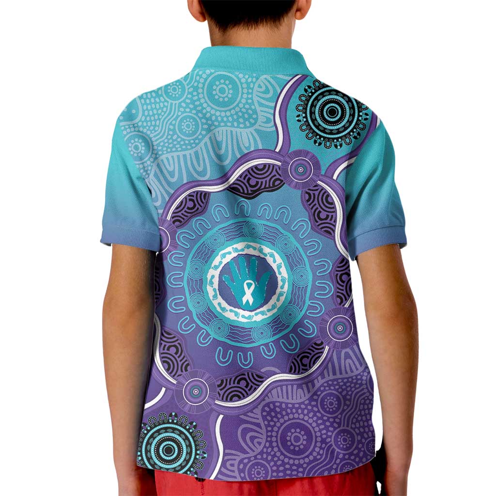 Australia Indigenous Kid Polo Shirt Suicide Prevention Month Ribbon Aboriginal Art