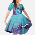 Australia Indigenous Kid Short Sleeve Dress Suicide Prevention Month Ribbon Aboriginal Art