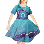 Australia Indigenous Kid Short Sleeve Dress Suicide Prevention Month Ribbon Aboriginal Art