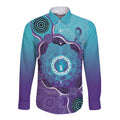 Australia Indigenous Long Sleeve Button Shirt Suicide Prevention Month Ribbon Aboriginal Art