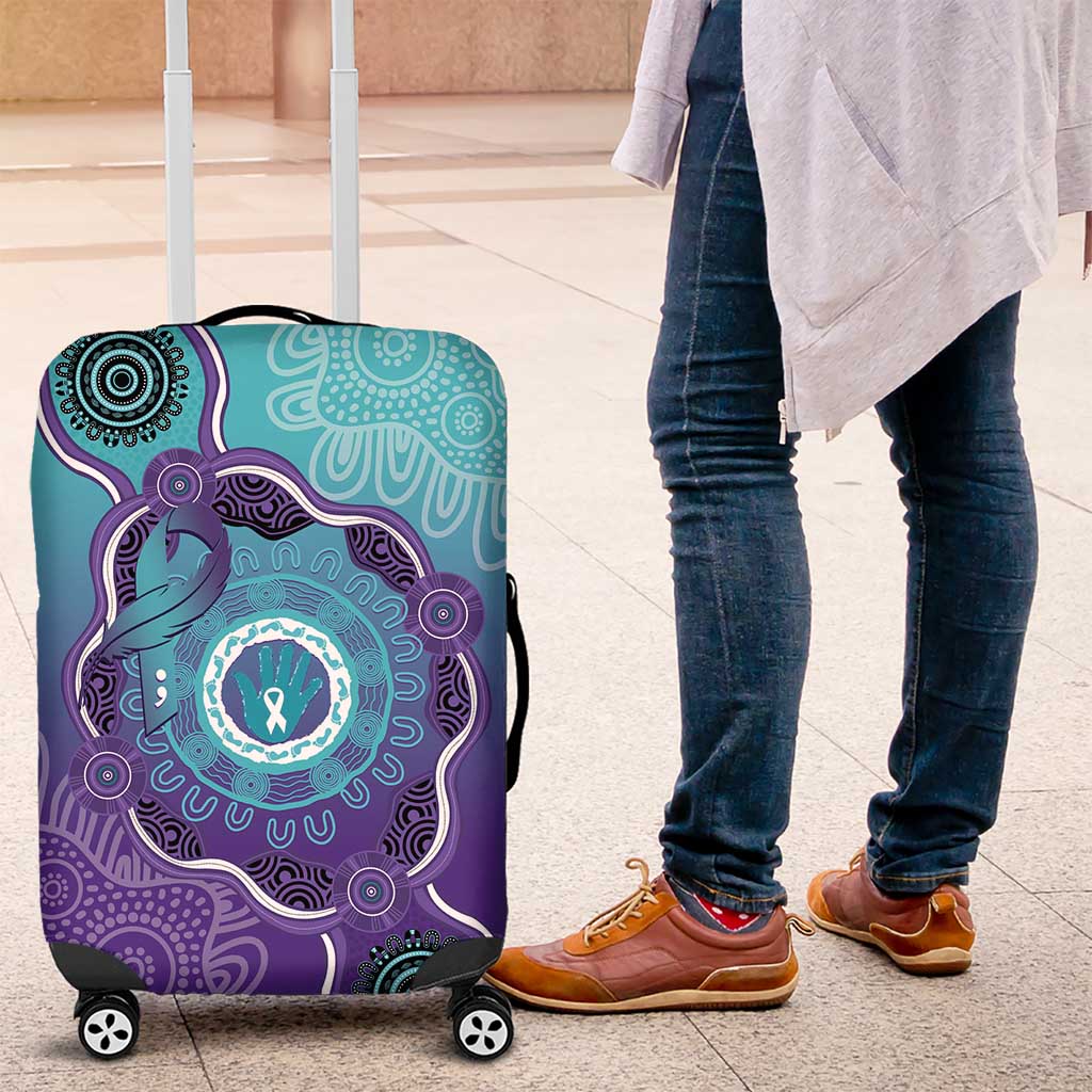 Australia Indigenous Luggage Cover Suicide Prevention Month Ribbon Aboriginal Art