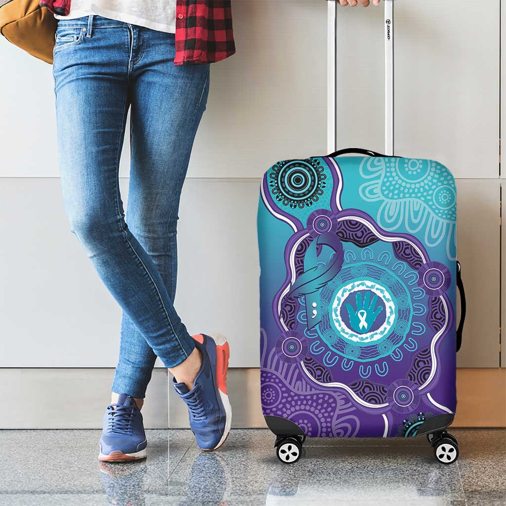 Australia Indigenous Luggage Cover Suicide Prevention Month Ribbon Aboriginal Art
