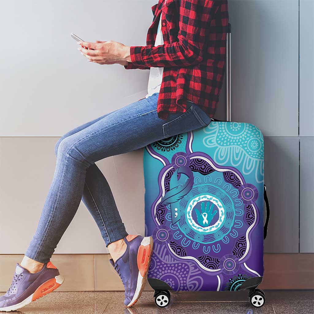 Australia Indigenous Luggage Cover Suicide Prevention Month Ribbon Aboriginal Art