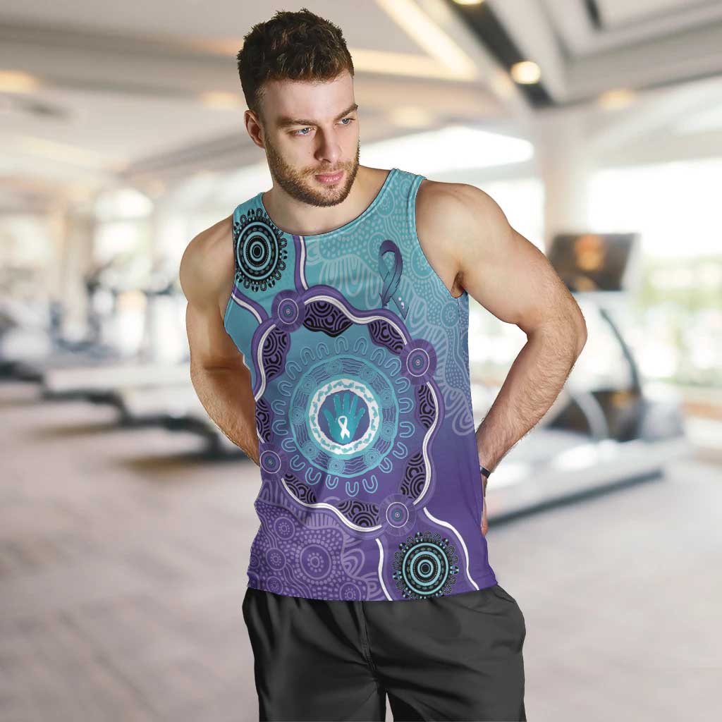 Australia Indigenous Men Tank Top Suicide Prevention Month Ribbon Aboriginal Art