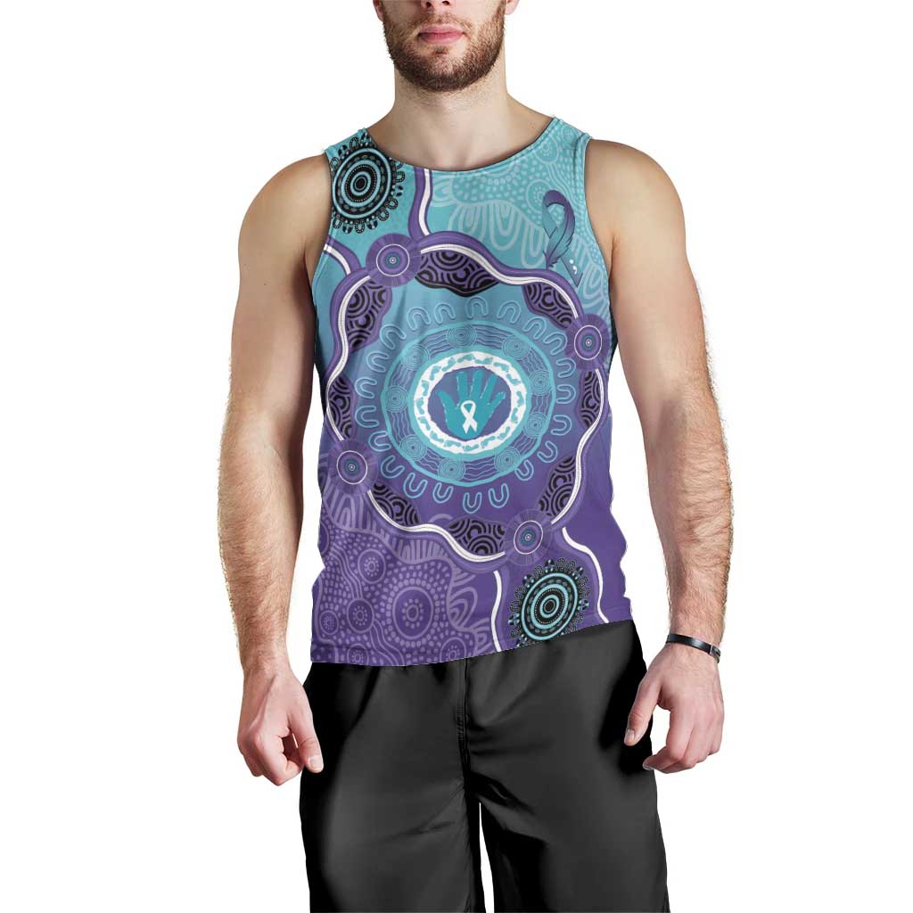 Australia Indigenous Men Tank Top Suicide Prevention Month Ribbon Aboriginal Art
