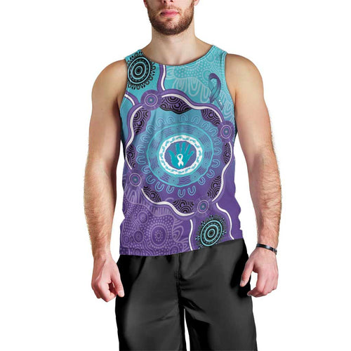 Australia Indigenous Men Tank Top Suicide Prevention Month Ribbon Aboriginal Art