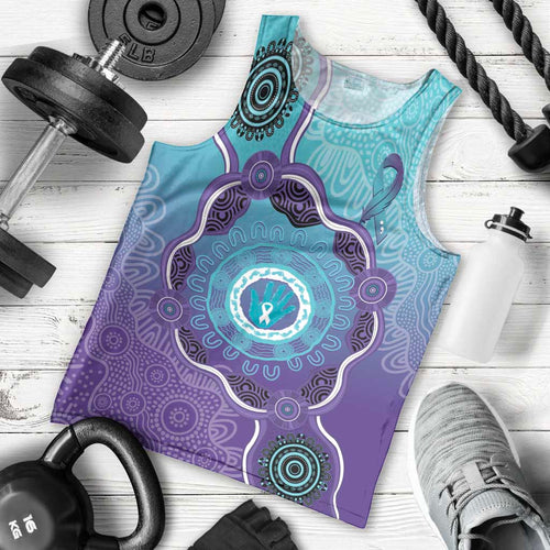 Australia Indigenous Men Tank Top Suicide Prevention Month Ribbon Aboriginal Art