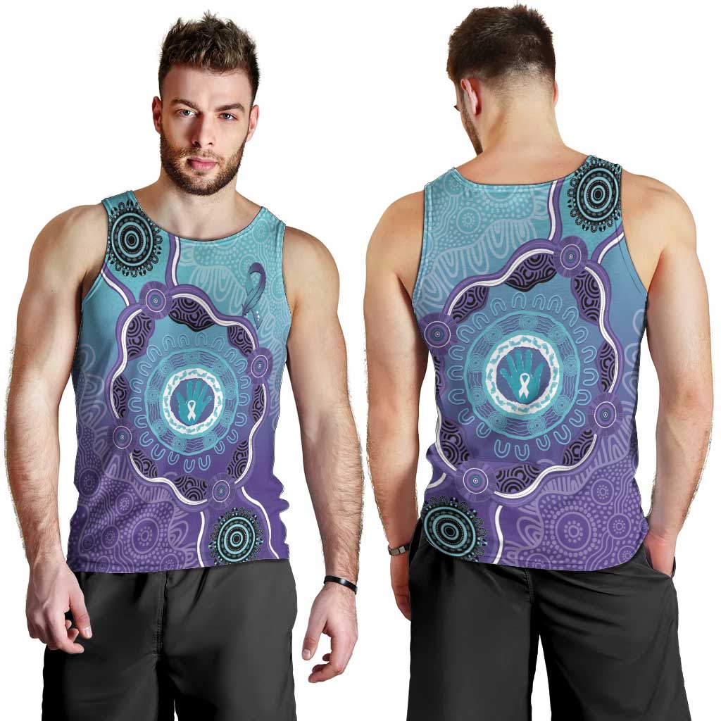Australia Indigenous Men Tank Top Suicide Prevention Month Ribbon Aboriginal Art