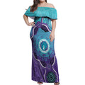 Australia Indigenous Off Shoulder Maxi Dress Suicide Prevention Month Ribbon Aboriginal Art