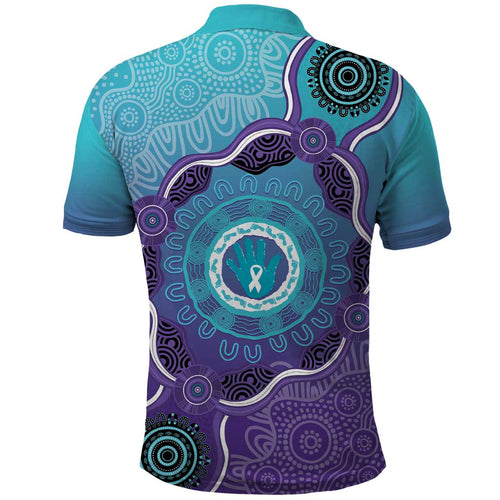 Australia Indigenous Polo Shirt Suicide Prevention Month Ribbon Aboriginal Art