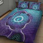 Australia Indigenous Quilt Bed Set Suicide Prevention Month Ribbon Aboriginal Art