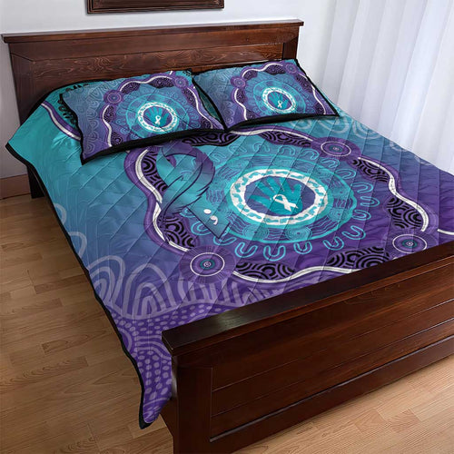 Australia Indigenous Quilt Bed Set Suicide Prevention Month Ribbon Aboriginal Art