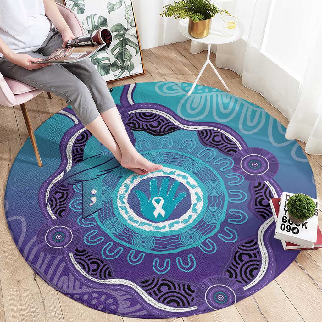 Australia Indigenous Round Carpet Suicide Prevention Month Ribbon Aboriginal Art