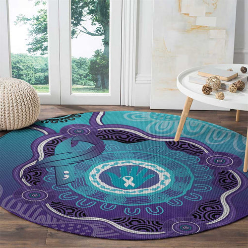 Australia Indigenous Round Carpet Suicide Prevention Month Ribbon Aboriginal Art