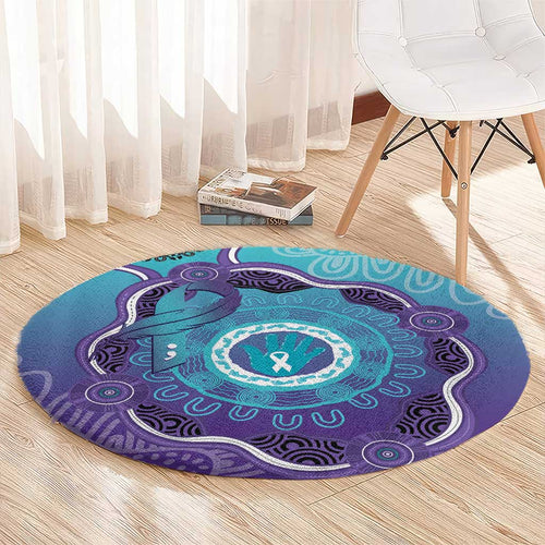 Australia Indigenous Round Carpet Suicide Prevention Month Ribbon Aboriginal Art