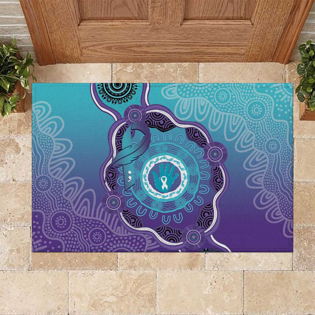 Australia Indigenous Rubber Doormat Suicide Prevention Month Ribbon Aboriginal Art
