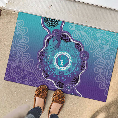 Australia Indigenous Rubber Doormat Suicide Prevention Month Ribbon Aboriginal Art