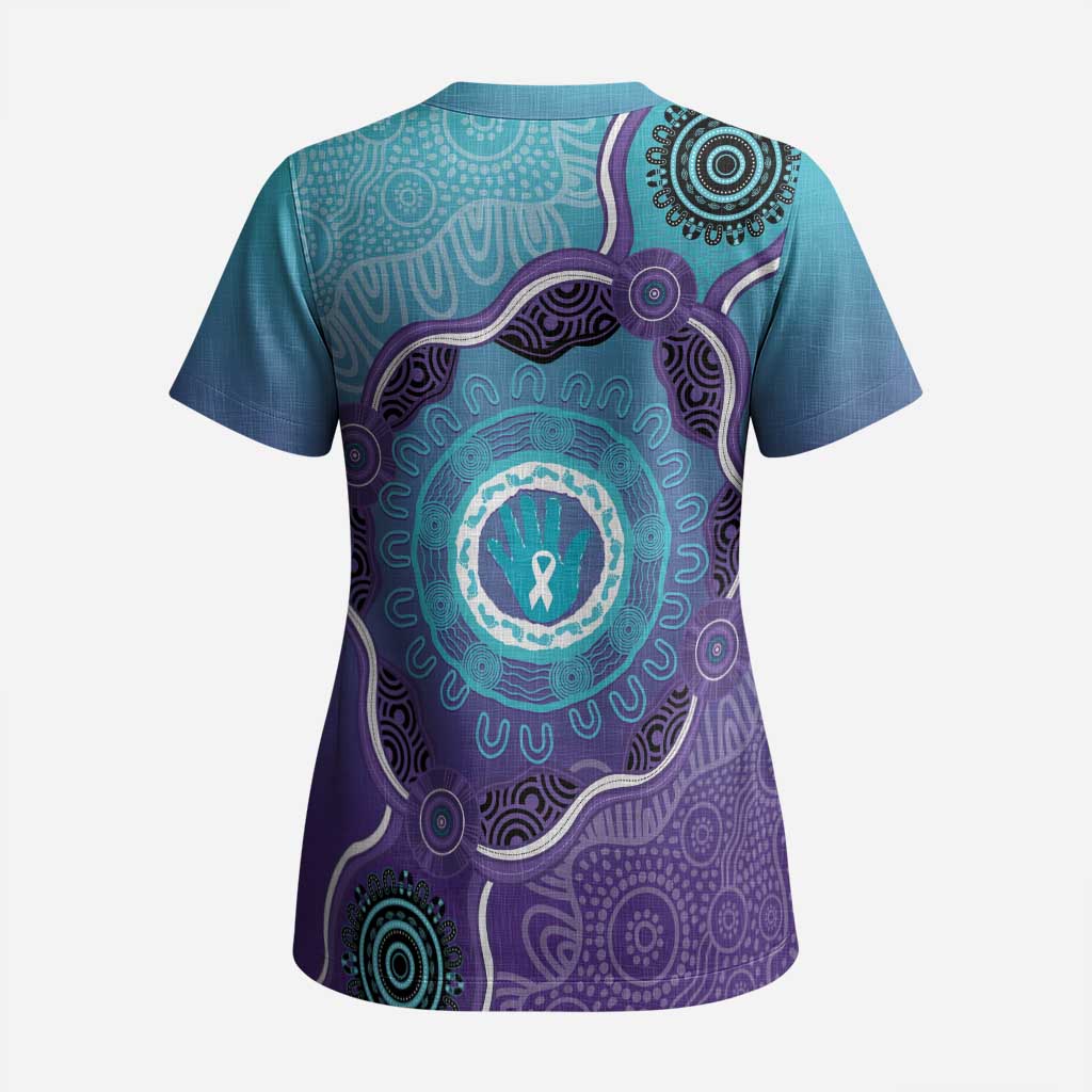 Australia Indigenous Scrub Top Suicide Prevention Month Ribbon Aboriginal Art - Aussie Hoodie