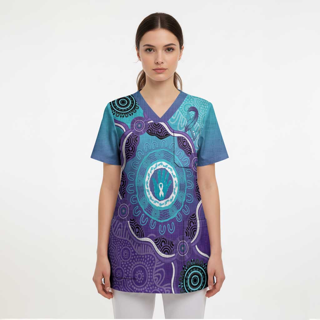 Australia Indigenous Scrub Top Suicide Prevention Month Ribbon Aboriginal Art - Aussie Hoodie
