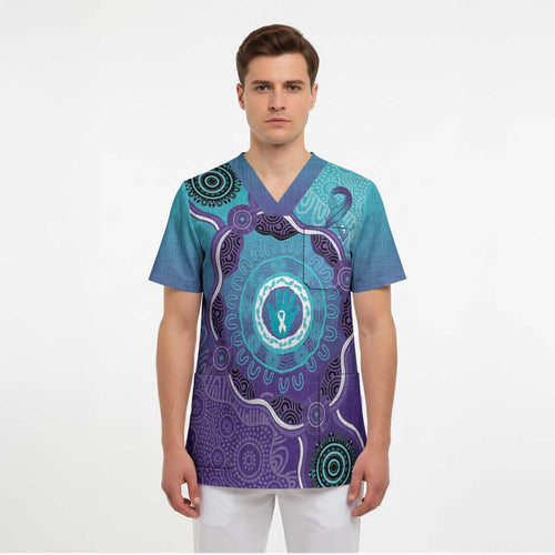 Australia Indigenous Scrub Top Suicide Prevention Month Ribbon Aboriginal Art - Aussie Hoodie