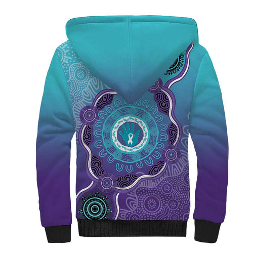 Australia Indigenous Sherpa Hoodie Suicide Prevention Month Ribbon Aboriginal Art