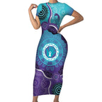Australia Indigenous Short Sleeve Bodycon Dress Suicide Prevention Month Ribbon Aboriginal Art