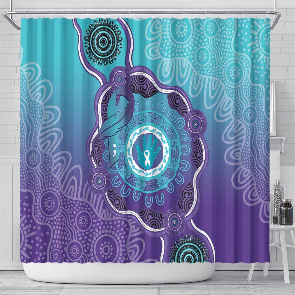 Australia Indigenous Shower Curtain Suicide Prevention Month Ribbon Aboriginal Art