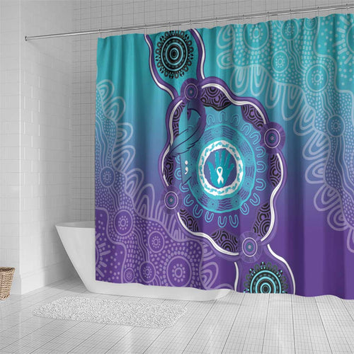 Australia Indigenous Shower Curtain Suicide Prevention Month Ribbon Aboriginal Art