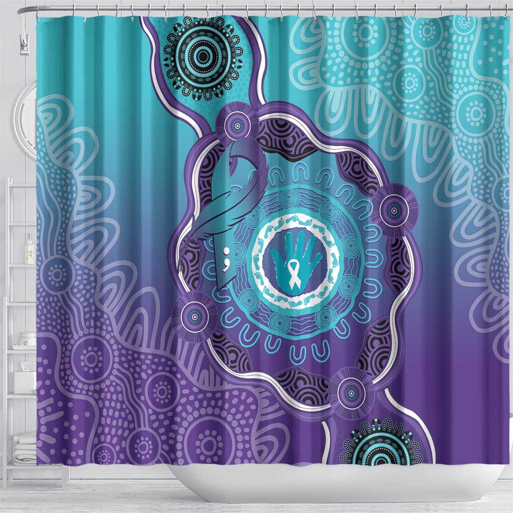 Australia Indigenous Shower Curtain Suicide Prevention Month Ribbon Aboriginal Art