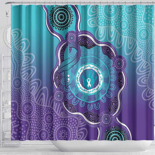 Australia Indigenous Shower Curtain Suicide Prevention Month Ribbon Aboriginal Art